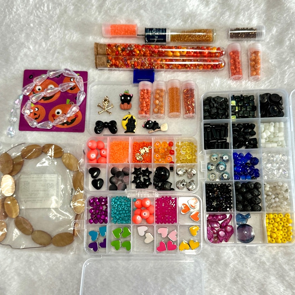 Halloween Bead Bundle, beading kit for jewelry making and crafting